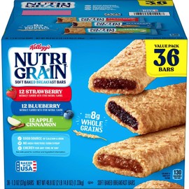 Kellogg's Nutri-Grain Bars Variety Pack 36 Count 1.3 oz Each – Assorted Flavors, Fresh.