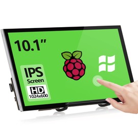 HAMTYSAN Raspberry Pi Screen, 10.1 Inch Touchscreen Monitor 1024x600 Small HDMI Monitor w/Stand, IPS LCD Screen Display for Raspberry Pi 5/4/3/2/Zero/B/B+ Jetson Nano Win11/10/8/7, Driver Free