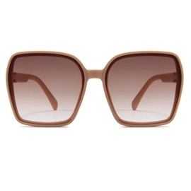 YAMEIZE Square Sungalsses Oversized for Women Ladies Rhinestone Diamond Vintage Retro Square Frame Trendy Big Sunglasses UV400 Sand Brown Brown