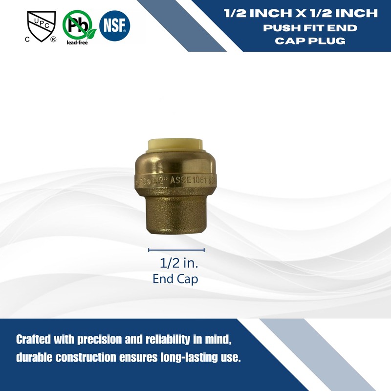 2 Pcs XFITTING Push Fit 1/2 Inch End Cap Plug,