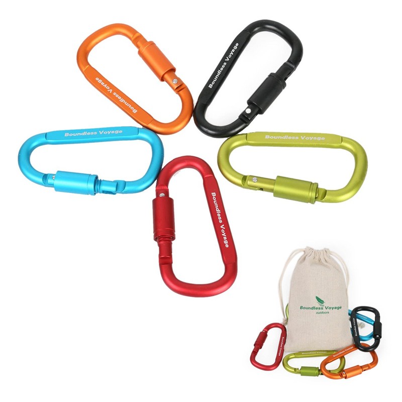 Boundless Voyage 8pcs Improved Outdoor Carabiner Aluminum Alloy D-Ring Locking