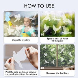 32 Pieces Window Strike Prevention Stickers Decals Anti Collision Window Clings Hummingbird Butterfly Leaf Shapes Stickers Window Stickers Prevent Bird Strikes on Glass (Hummingbird Style)