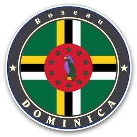 2 x Heart Stickers 10 cm - Roseau Dominica Flag Map Fun Decals for Laptops,Tablets,Luggage,Scrap Booking,Fridges #5043