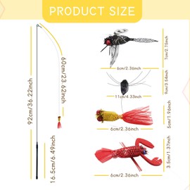 Andiker Cat Wand Toy, 2 Pack Realistic Animal Shapes Cat Interactive Toys with Bells for Cats of All Ages, Chasing Scratching Chewing Cat Enrichment Toys for Indoor Cats (Spider+Dragonfly)