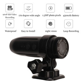 GOWENIC LKT Motorcycle Helmet Camera,1080p Mini Sports Video Action Camera 170 Degree Wide AngleRecording Waterproof for Bike Car Outdoor