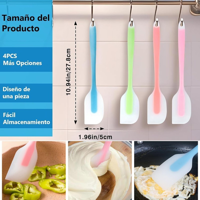 4 Espátulas Miserable Silicon Flexibles - Espatulas Silicona,Sin BPA,Resistente al