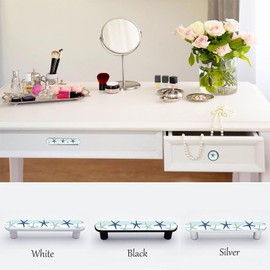 Elohiym 4 Pack Blue Starfish Cabinet Pull 3-3/4 Inch (96 mm) Center to Center Silver Cabinet Handles Unique Drawer Pull Bathroom Drawer Handle Kitchen Cabinet Hardware