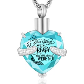 abooxiu Crystal Urn Necklaces for Ashes Heart Cremation Jewelry for Ashes Stainless Steel Ashes Necklace Birthstone Memorial Keepsake Ashes Jewelry-MARCH