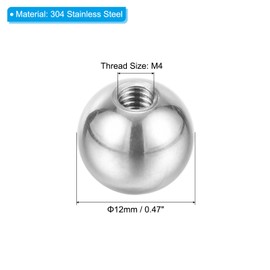 PATIKIL M4x12mm Ball Nuts Knob, 4 Pack Female Thread 304 Stainless Steel Round Blind Hole Screw Cap Cover for Lighting Machinery DIY Decoration, Silver