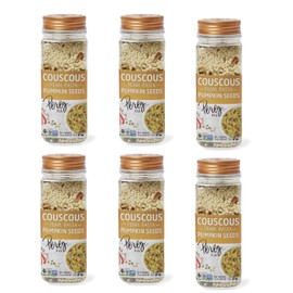Pereg Israeli Couscous Pearl Pasta with Pumpkin Seeds & Currants Canister (8 Oz x 6 Pack), Pearl Toasted Pasta, Pure Ingredients, Pre-Flavored with Spices, Vegan