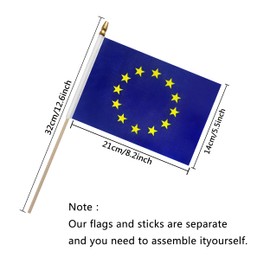 TSMD European Union Stick Flag EU Small Mini Hand Held Flags,5x8 Inch,12 Pack