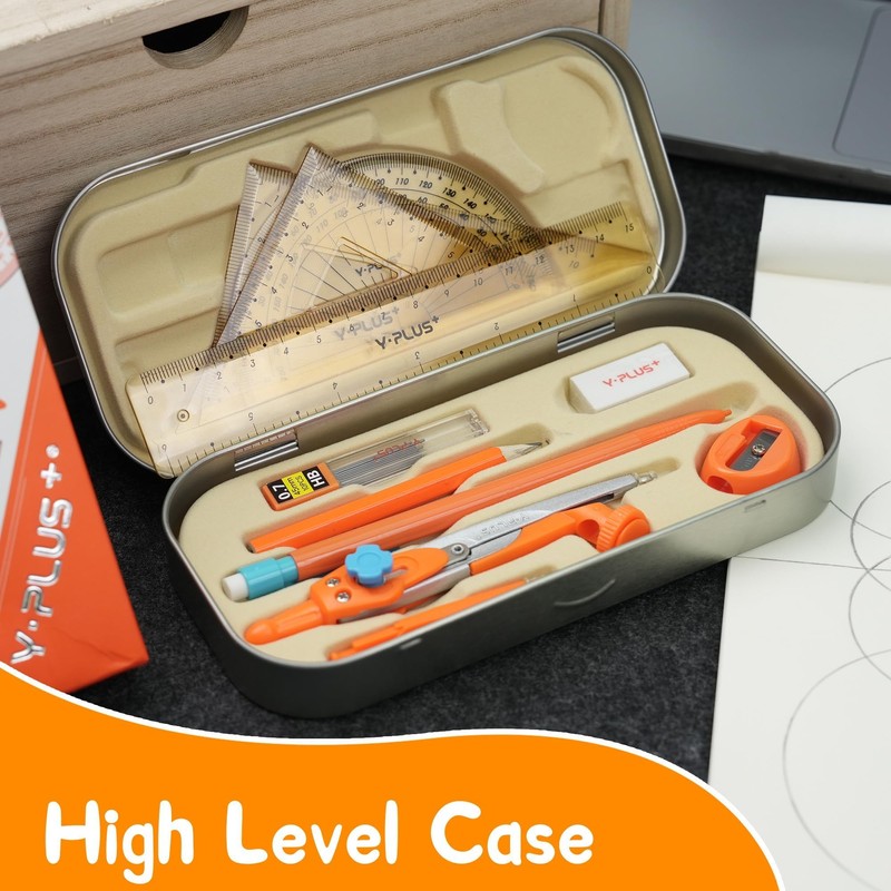 Geometry Set for Students, Math Protractor Compass with Rulers Mechanical