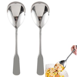 Chenshuo Wide Handle Serving Spoon,304 Stainless Steel Buffet Serving Spoon,Large Serving Spoons,Washable With Dishwasher,2 Pieces,Silver