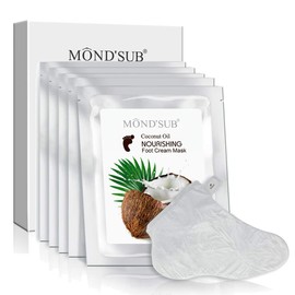 [MOND'SUB] Healthy Coconut Oil Moisturizing Foot Mask for Dry Skin | Best Anti-Aging Baby Foot Moisturizing Mask with Organic Acids & Best Cream for Cracked Heels(5 Pairs)