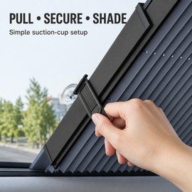 C41083 70cm Retractable Car Windshield Sun Shade – Foldable Reflective UV Sun Protector with Suction Cups for Car SUV MPV Truck