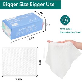 SFTTNOTU Face Cleansing Wipes, Pack of 60 Dry Wipes Made of Pure Cotton, Disposable Face Cloths for Sensitive Skin, Lint-Free Make-Up Wipes (20 x 10 x 8 cm)