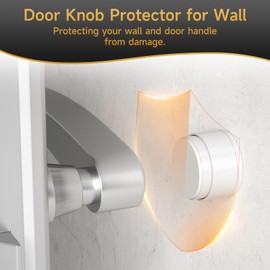 Door Stoppers for Wall Protector with Adhesive, Aluminum Door Knob Wall Protector, Spring Shock Absorption Technology, Door Bumpers for Walls, 1.38" Diameter, 0.94" Thickness, White
