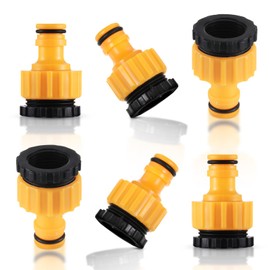 6 Pack Garden Hose Parts & Connectors, Plastic Hose Threaded Outdoor Garden Tap Connector, 1/2 Inch and 3/4 Inch Size, 2 in1 Hose Pipe Garden Hose Attachments Connector Faucet Adapter(Tap Connector)