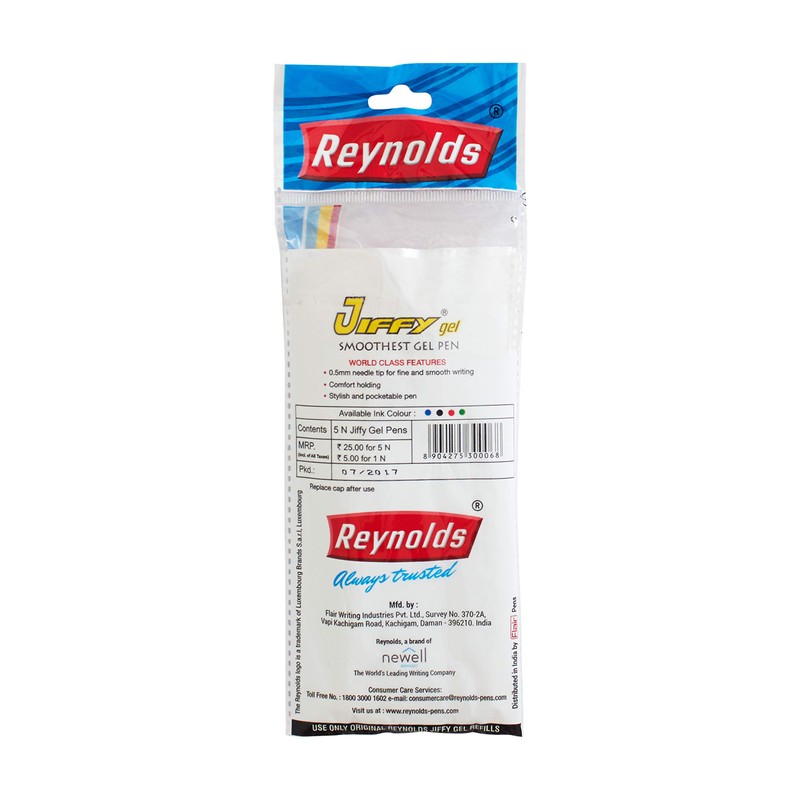 Reynolds Jiffy 0.5mm Needle Point Gel Pens Black Ink -
