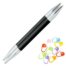 KnitPro Karbonz Interchangeable Circular Knitting Needles 5 inch, Size 3 (13cm, 3.25mm) with 10 Colorful Stitch Markers