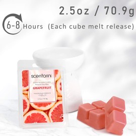 Scentorini Scented Wax Cubes, Tarts, 100% Soy Wax Melts for Room Fragrances, Grapefruit, Cherry Blossom, Forest Hyacinth and Plumeria, 70.9 g x 4 Pieces