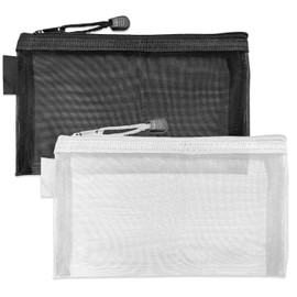 Luckious 2PCS Clear Pencil Pouch - Transparent Zipper Pencil Pouches for Exams, Office, and Travel - See-Through Pencil Case (Black+White)