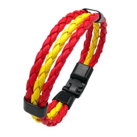 World Cup Bracelet Woven Creative Men's And Women's Wristband Charm Bracelet Handwoven Flag Leather Bracelet Multicolor National Flag PU Leather Bracelet(Spain)