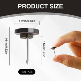 QIYUDA 100PCS Black Thumb Tacks for Wall with 1 Box, Heavy Duty Push Pins