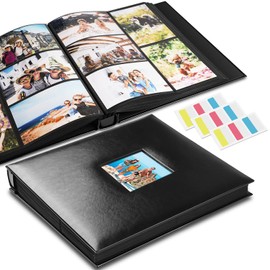 Photo Album 4x6 Photos Hold 700 Pockets Extra Large Capacity Leather Cover Black Pages with Index Tabs Wedding Picture Albums 700 Slip-in Pockets Photos Book for Anniversary Family Baby Vacation