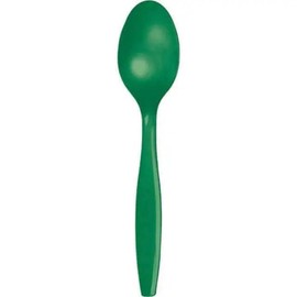 Creative Converting 10561 Touch of Color Premium 24 Count Plastic Spoons, Emerald Green