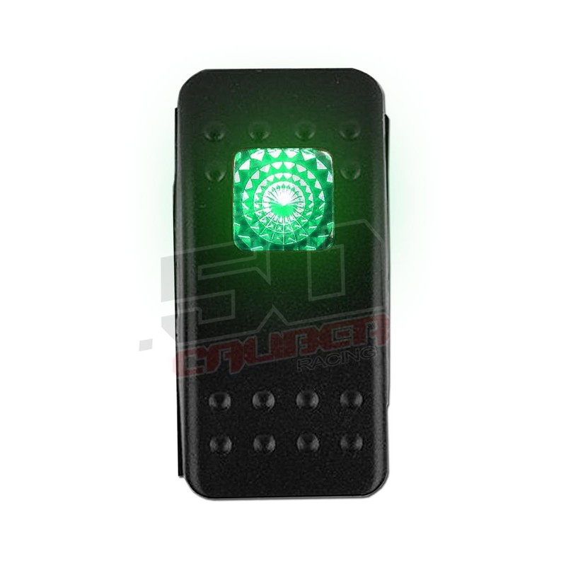 20A 12V Rocker Switch Momentary/Off Green LED Backlit - UTV,