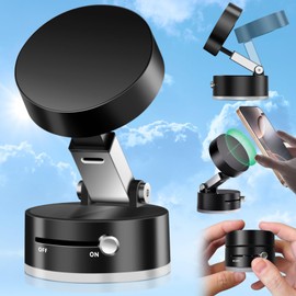 Vaccum Magnetic Suction Phone Mount,2025 Adjustable Double Sided Suction Cup Magnetic Phone Mount Holder for Magsafe All Phones Universal Foldable Car Cell Phone Mount for Car/Mirror/Smooth Surface