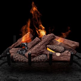 10 Pcs Gas Fireplace Logs, Small Size Ceramic Premium Heat-Resistant Wood Log for Indoor/Outdoor Gas Inserts, Ventless, Fireplaces and Fire Pits,Perfect for Holidays, Christmas Ambiance