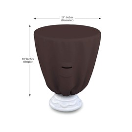 Covers & all Round Bird Bath Cover, Feeder Bowl Well Winter Cover with Elastic, 18 Oz Heavy Duty Waterproof UV Weather Resistant Outside Garden Backyard Basin Fountain (21" Diameter x 18" H, Coffee)