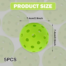 PMTFUMY 5 PCS Pickleball Balls Indoor，Pickleball Balls,Green Pickleball,Pickleballs for Outdoorwith 40 Small Precisely Drilled Holes Durable and Consistent Bounce Pickleball Balls