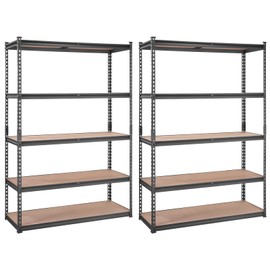 VEVOR Storage Shelving Unit, 5-Tier Adjustable, 2000 lbs Capacity, Heavy Duty Garage Shelves Metal Organizer Utility Rack, 2 Pack, 48" L x 18" W x 72" H