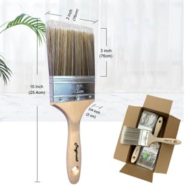 Magimate 3-Inch (76mm) Double Thick Chip Paint Brush – Versatile Wood Handle Stain Brush for Furniture, Walls, Fences, and Murals, Wide Gesso, Plaster, Polyurethane and Varnish Paintbrush - Pack of 12