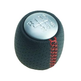 Newtown2700-parts Gear Knob Black Perforated Red Stitching 6 Gears Return Gear Front Left (R1) Compatible with Alfa Romeo 159 (05-11) | Romeo Brera (06-11) | Romeo Spider (06-11)