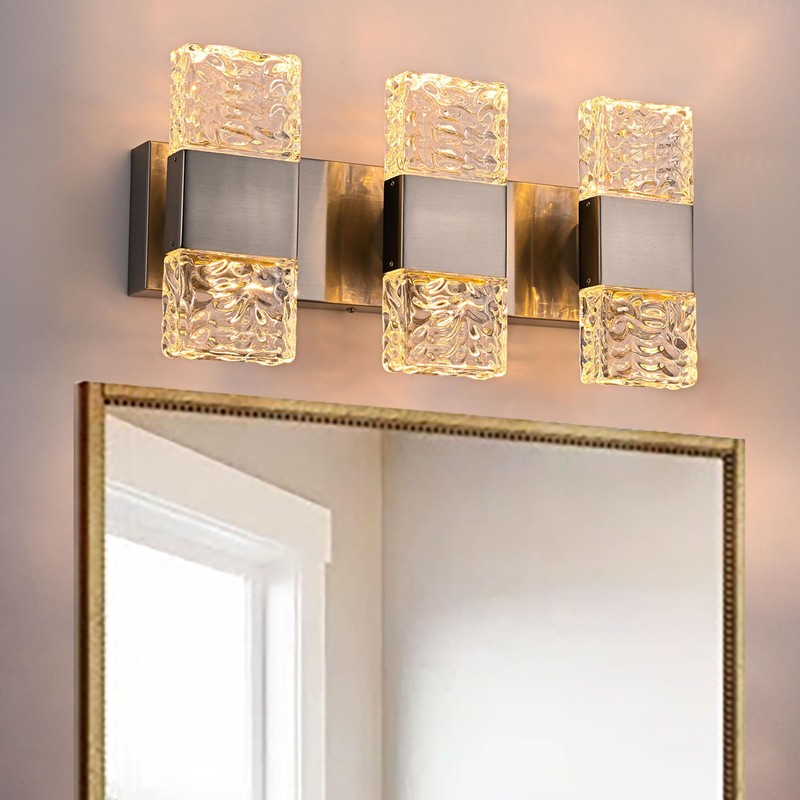 MELUCEE 3-Light Brushed Nickel Vanity Light Bar LED Bathroom Lighting