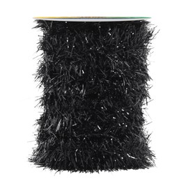 Mandala Crafts Black Tinsel Garland - Thin Metallic Foil Glitter Mini Garland for Christmas Tree, Party, Wedding Decor, and Holiday Decorations