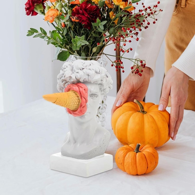 JTZXJJX 6.3 Inch Ice Cream David Head Resin Sculpture Statue
