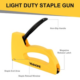 YEAHOME Light Duty Staple Gun, Upholstery Staple Gun with 2000 pcs JT 21 Staples 1/4, 5/16, 3/8 inch, Stapler Gun for Wood, Crafts, DIY, Decoration, Fabric