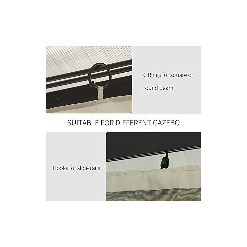Outsunny 10' x 12' Universal Gazebo Sidewall Set with Panels,