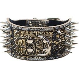 Bbmmayy 3" Sharp Spiked Studded PU Leather Dog Collar for Training,Sports,Walking,Medium,Large,X-Large,for Pitbull,Labrador,Boxer (L, Gold Brown)