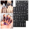 OSTTMA 8 Sheets Metallic Nail Art Stickers Decals Silver Moon