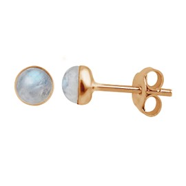 Rose Gold Plated Sterling Silver Moonstone Ball Stud Earrings 3mm, Sterling Silver