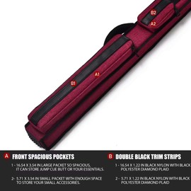 Collapsar 2X2 Pool Cue Hard Case Nylon/Leatherette Billiard Sitck Carrying Cases