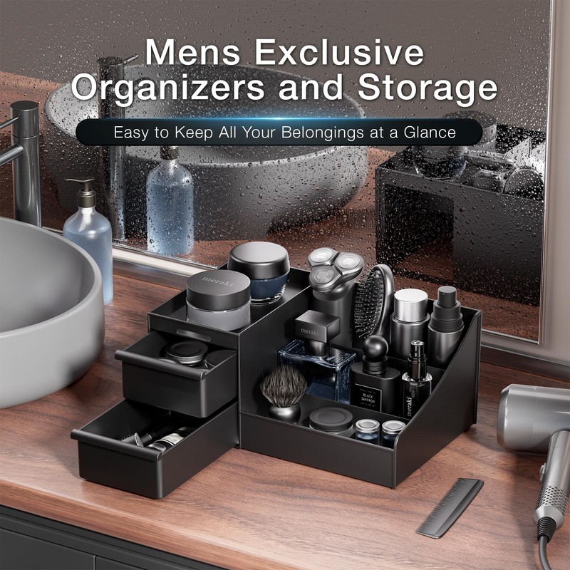 DancesCat Large Black Cologne Organizer for Men, Bathroom Cologne Stand