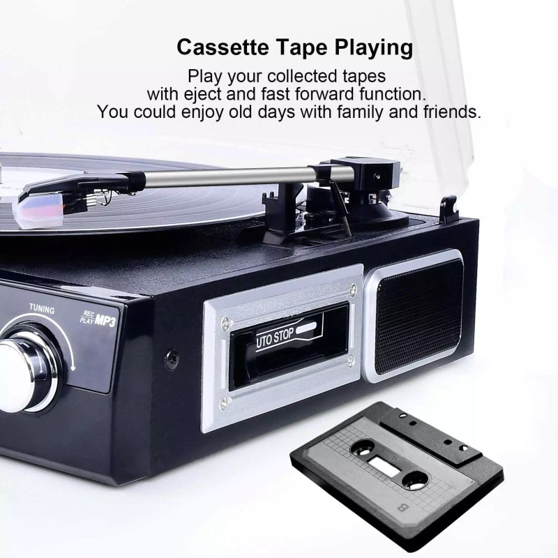 DIGITNOW Bluetooth Record Player with Stereo Speakers, Turntable for Vinyl