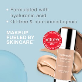 Neutrogena Hydro Boost Hydrating Tint with Hyaluronic Acid, Lightweight Water Gel Formula, Moisturizing, Oil-Free & Non-Comedogenic Liquid Foundation Makeup, 10 Classic Ivory, 1.0 fl. oz